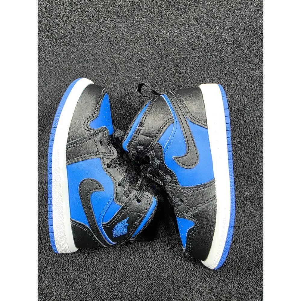 Nike Air Jordan 1 Mid TD Black Royal Blue Toddler Shoes Size 6C